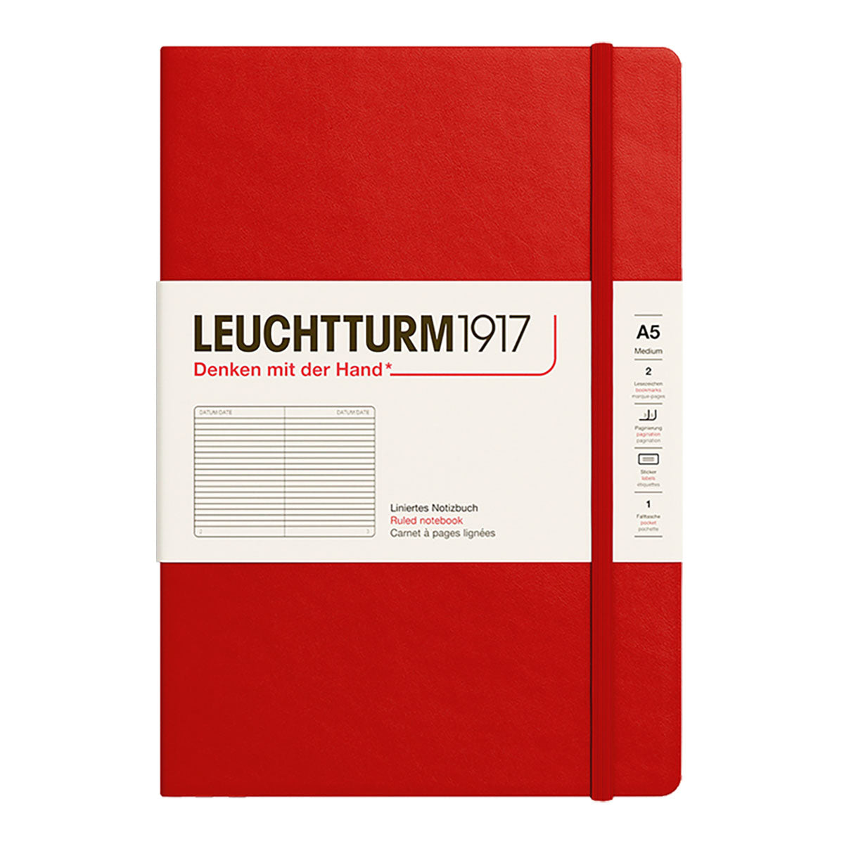 Leuchtturm1917 Notebook A5 Hard Cover, Ruled