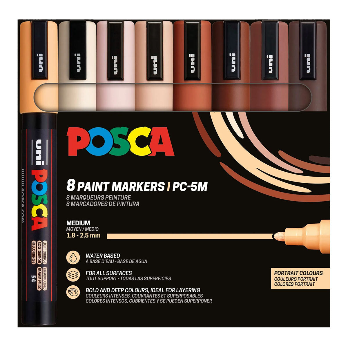 Uni Posca Markers PC-5M, 8 set Portrait Colors