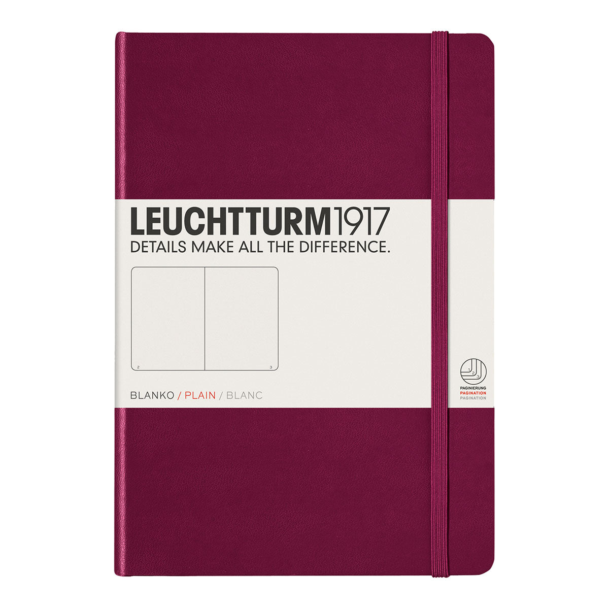 Leuchtturm1917 Notebook A5 Hard Cover, Plain - Port Red