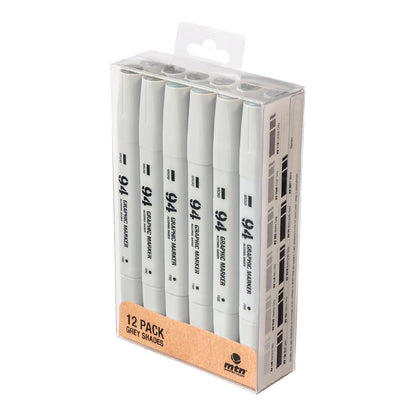 MTN 94 Graphic Marker 12-pack Grey Shades