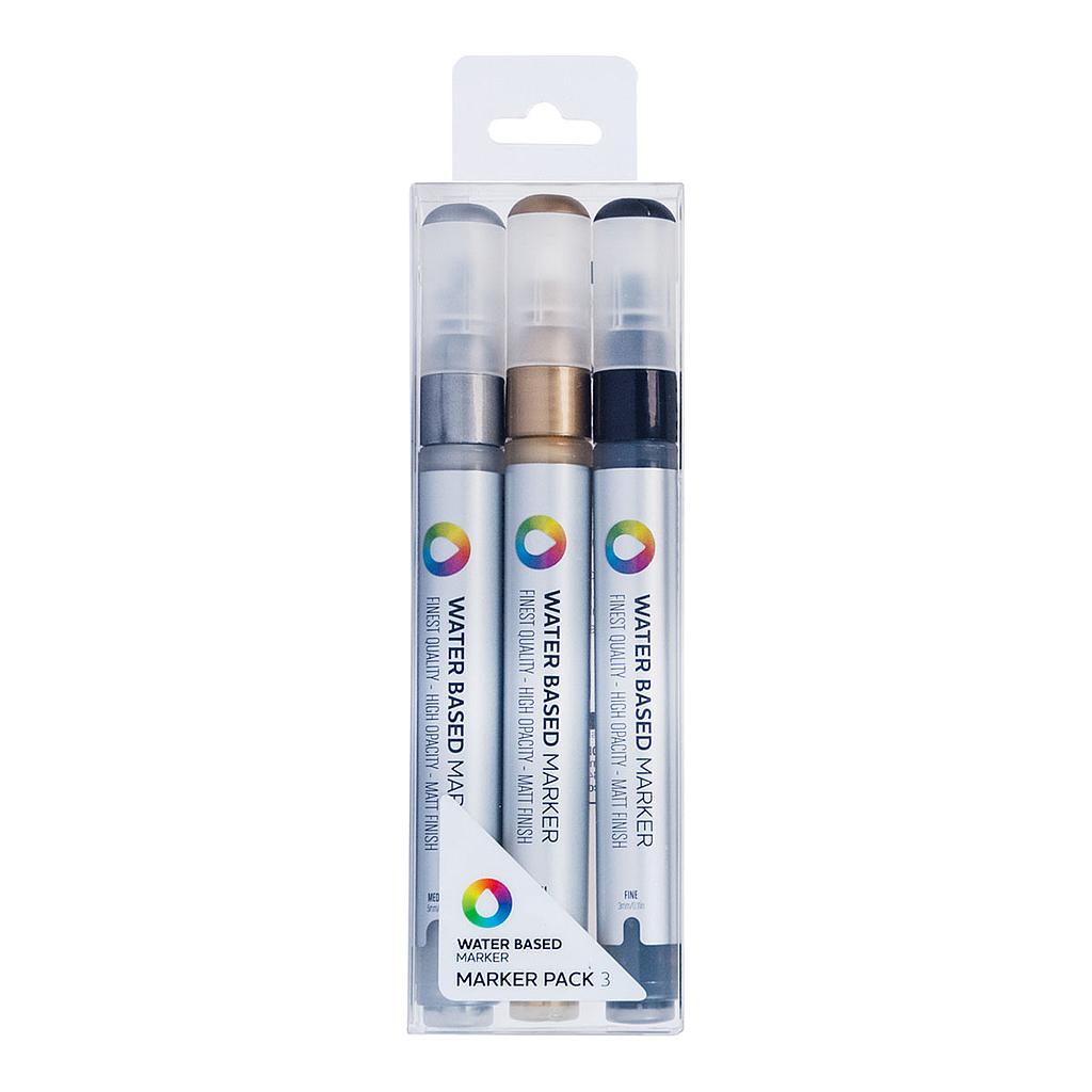 MTN Water Based Markers Fine 3 mm, (SGB) Metallic 3 Set