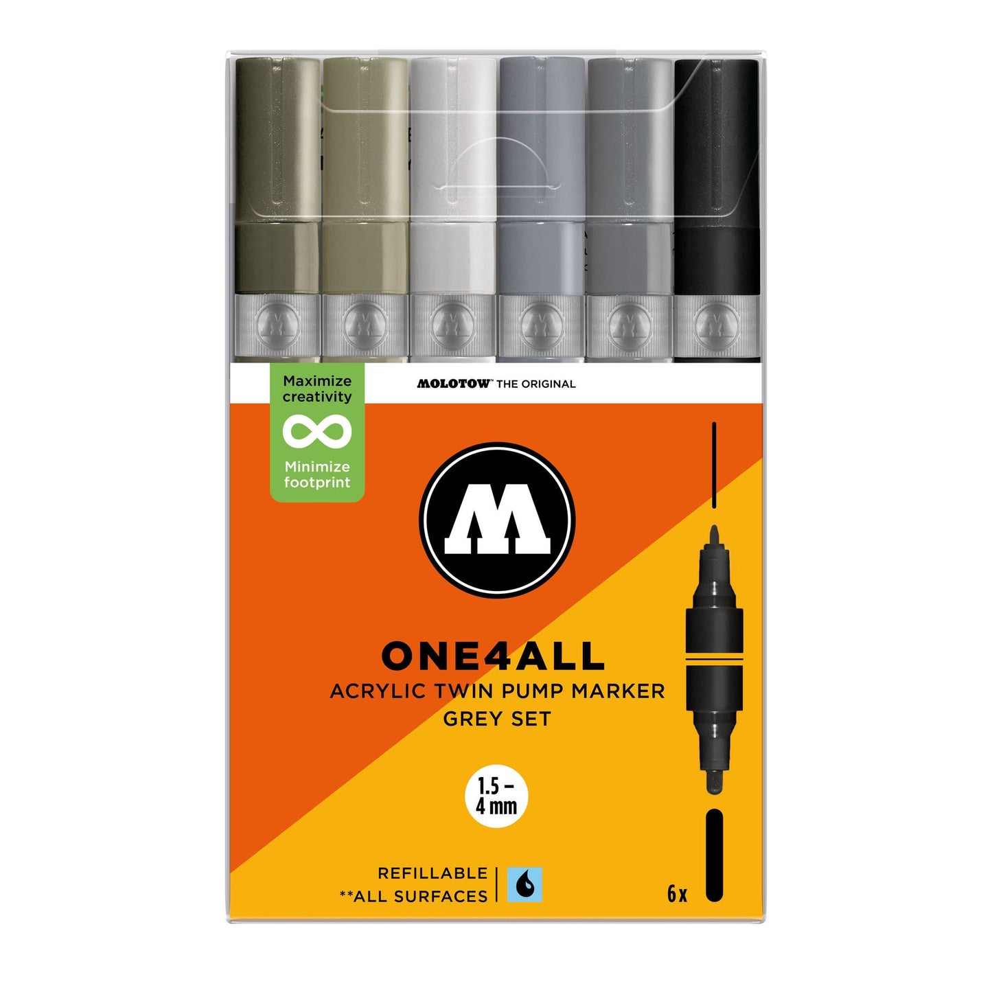 Molotow ONE4ALL Twin Marker 6set Grey