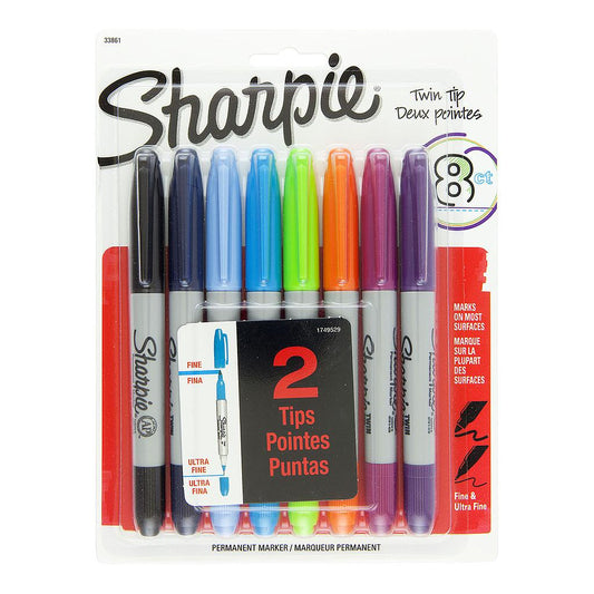 Sharpie Permanent Marker Twin Tip 8 set