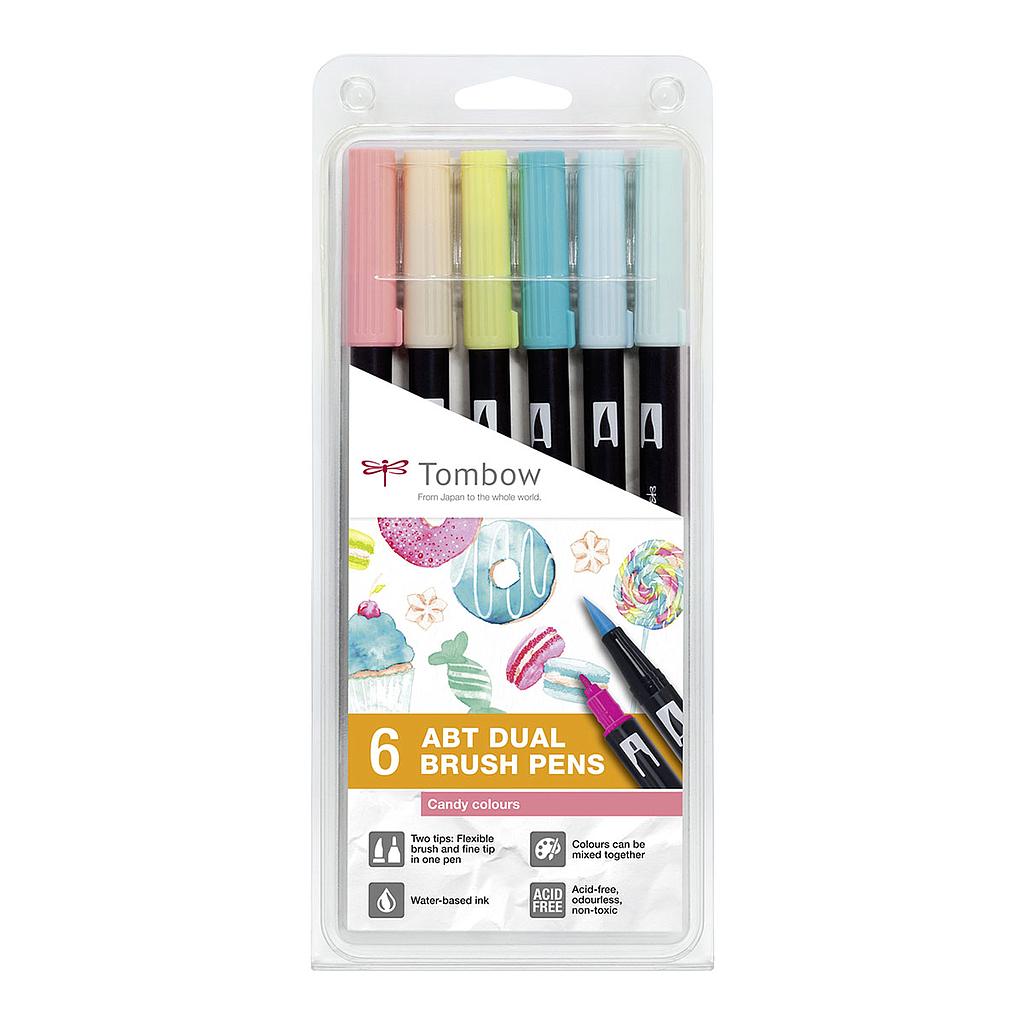 Tombow ABT Dual Brush Pen 6set, Candy Colours