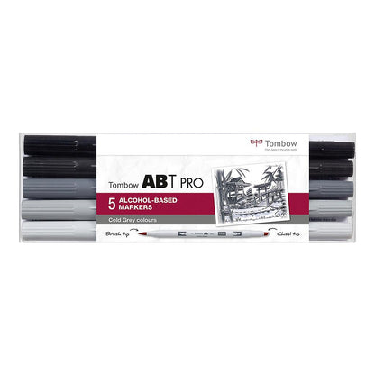 Tombow ABT PRO Dual Brush Pen 5 set, Cold Grey Colours