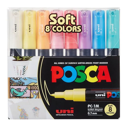 Uni Posca Markers PC-1M, 8 set Soft Colors