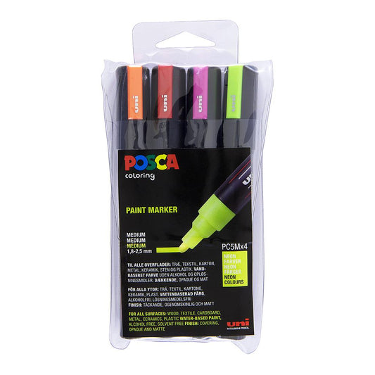 Uni Posca Markers PC-5M, 4 set Neon