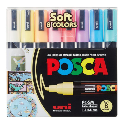 Uni Posca Markers PC-5M, 8 set Soft Colors