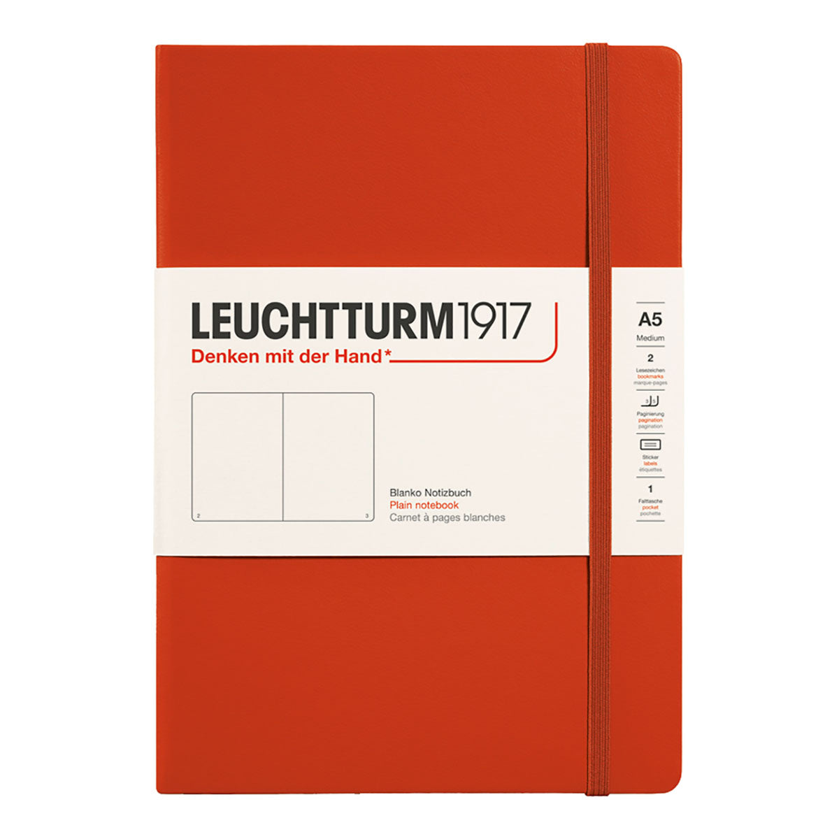 Leuchtturm1917 Notebook A5 Hard Cover, Plain - Fox Red