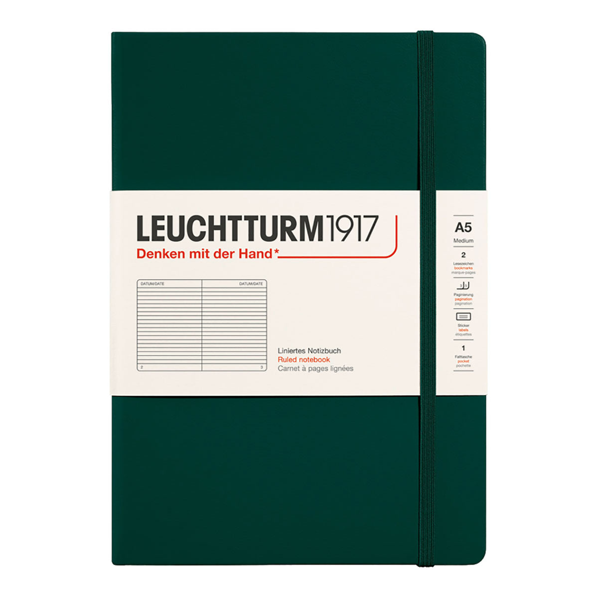 Leuchtturm1917 Notebook A5 Hard Cover, Ruled