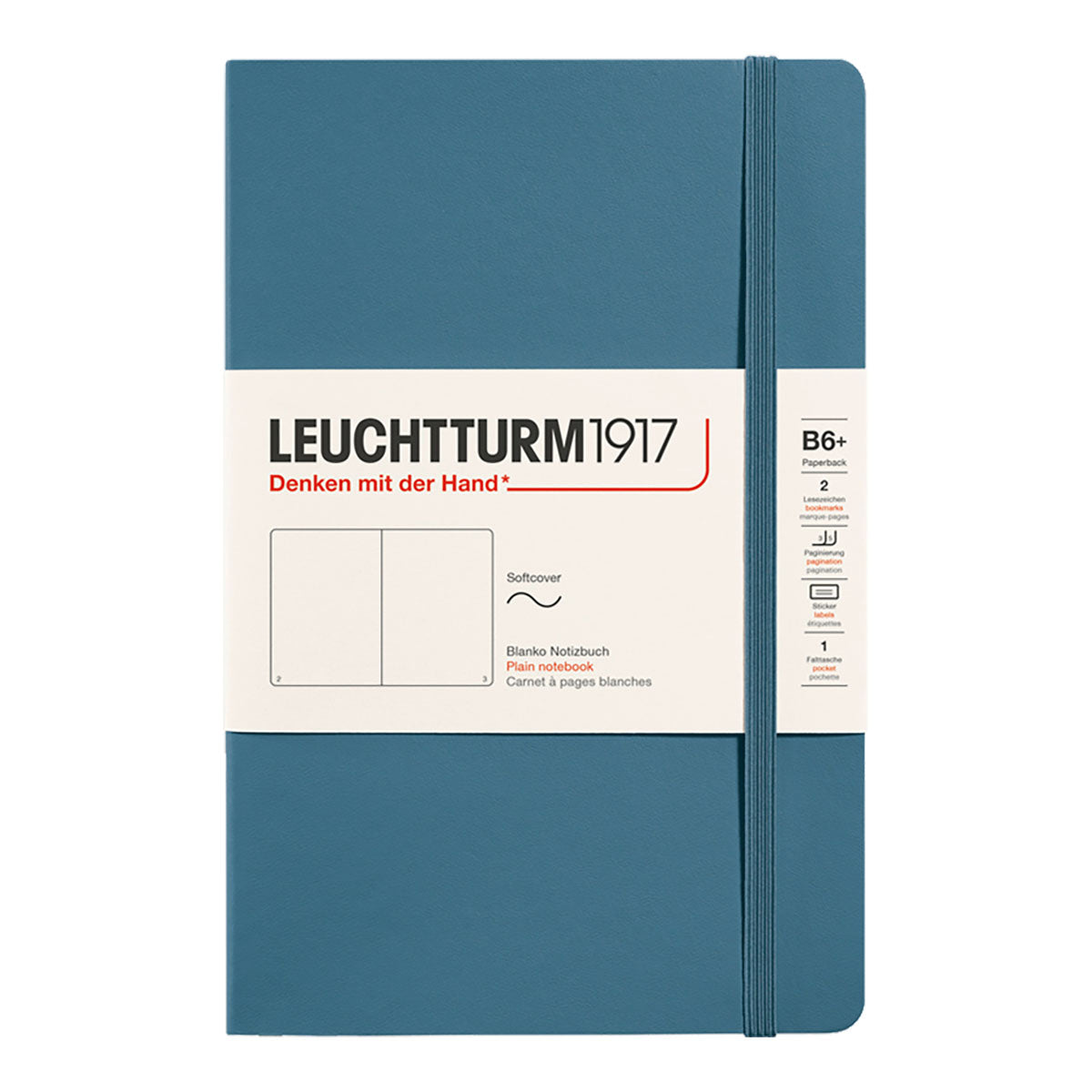 Leuchtturm1917 Notebook B6+ Soft Cover, Plain - Stone Blue