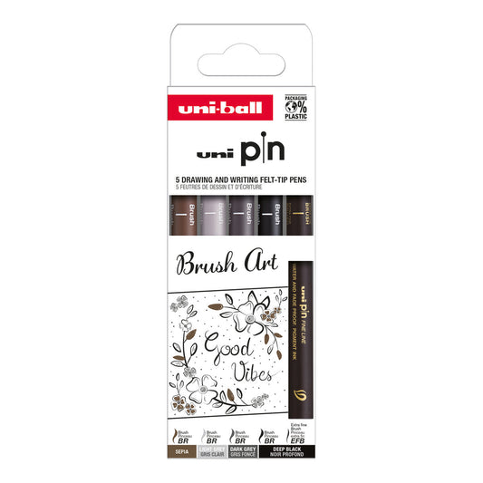 Uni Pin Fine Line Pens Brush Art 5 Set