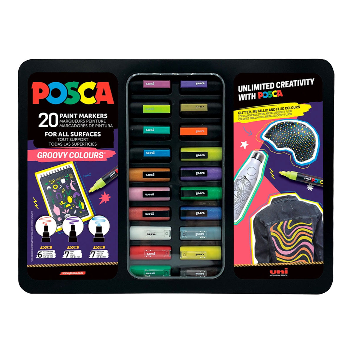 Uni Posca Markers 20 set Groovy Colours