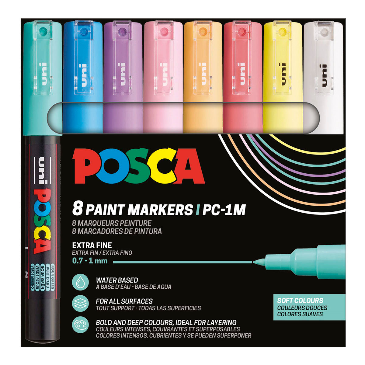 Uni Posca Markers PC-1M, 8 set Soft Colors - image 1
