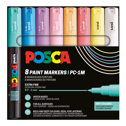 Uni Posca Markers PC-1M, 8 set Soft Colors - image 1